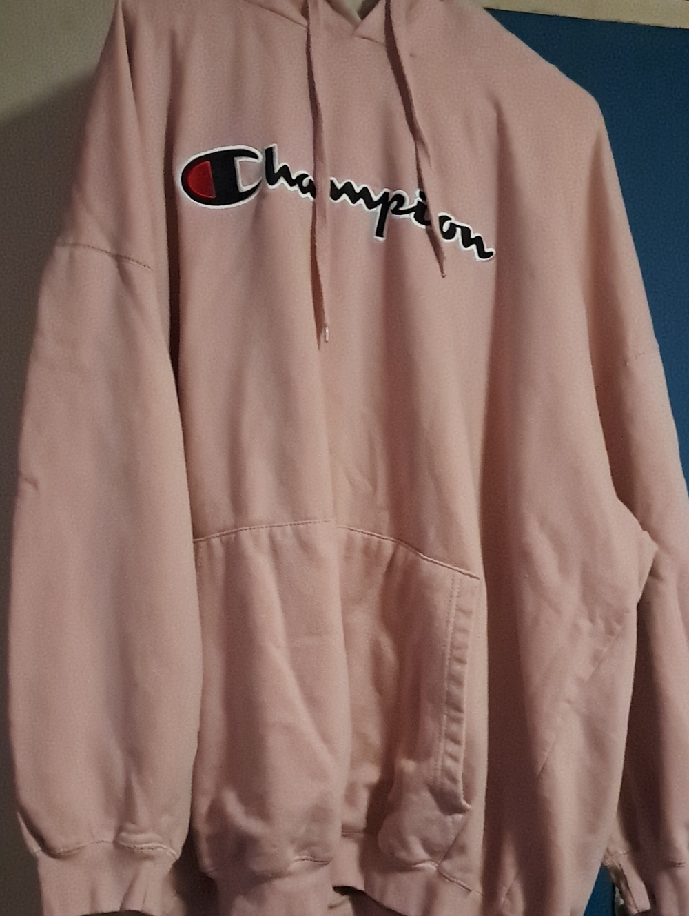 Champion Dusty Pink Pullover Hoodie with Script Logo